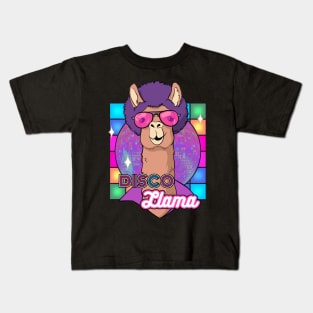 Disco llama, 80s groovy retro Alpaca, Funny llama, cute alpaca, gift for llama lovers Kids T-Shirt